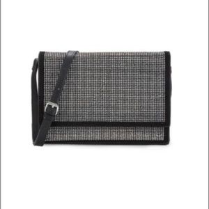 NWT Badgley Mischka Vegan Leather Microsuede Black Studded Crossbody